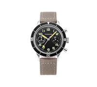 PRAESIDUS | Type H-75 - Relojes para Hombres, Relojes de Pulsera para Hombre - Piloto, Cronógrafo, Militar - Caja 38mm - Caráter Negro, Correa de Lona Gris Claro | Reunidos en EE. UU., Regalos
