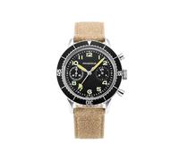 PRAESIDUS | Type H-75 - Relojes para Hombres, Relojes de Pulsera para Hombre - Piloto, Cronógrafo, Militar - Caja 38mm - Carátula Negra, Correa de Cuero Envejecido en Arena | Reunidos en EE. UU.