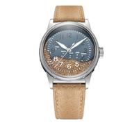 PRAESIDUS Utah Beach - Reloj de hombre automático de acero, arena, azul, piel militar