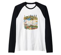 Praga República Checa Viaje Souvenir City Gift Camiseta Manga Raglan