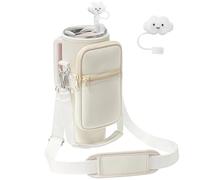 PRAGATISM Bolsa de transporte para botella de agua con bolsa para vaso Stanley de 30 onzas con asa, bolsillo de neopreno para botella de agua con correa ajustable de 4.9 pies, bolsa de botella para