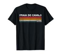 Praia Do Camilo Portugal Retro Rayas Vintage Viajes Camiseta
