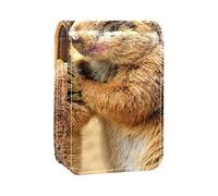 Prairie Dog - Estuche portátil para pintalabios para viajes, mini caja de almacenamiento de lápiz labial con espejo para mujeres y mujeres, bolsa de cosméticos de cuero, Varios colores, 9.5x2x7 cm/3.7x0.8x2.7 in