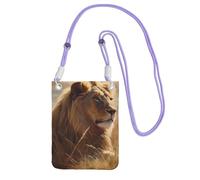 Prairie Lion - Bolso para teléfono celular para mujer, funda para teléfono celular, bolsa tipo cartera con correa de hombro negra, bolsa de viaje, morado, talla única
