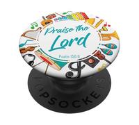 Praise The Lord - Psalm 150:6 Christian Church Worship Color PopSockets PopGrip Adhesivo