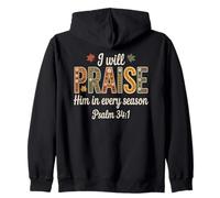 Praise Worship Teams Salmo 34:1 Escritura Floral Sudadera con Capucha