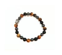 PRAJET CRYSTALS Auténtico ojo de tigre + obsidiana negra + hematita Buddha Face pulsera natural auténtica sensación mejor auténtico estilo de moda regalo único equilibrio energía positiva aura