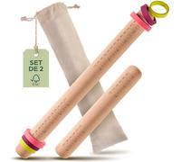 Praknu 2 Rodillos de Amasar con Anillos - Rodillo de Reposteria - Haya FSC | Masa siempre del mismo grueso, se limpia a mano, grosores de 3, 5 y 8 mm, para pizza, galletas & hojaldre, hornear con niños