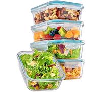 Praknu Recipientes de Cristal para Alimentos - Juego de 4 - Tapers Cristal Herméticos 1l - Con Tapa - Sin BPA - Aptos para Lavavajillas, Congelador y Microondas