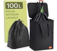 Praknu Recogedor de Botellas 100L - Recogedor de Botellas para reciclables & Vidrio - Asas Dobles - Cordón Seguro - Resistente al Agua con Bolsa de Transporte - Ideal para Cocina & balcón
