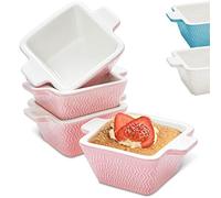 Praknu Set de 4 Mini Moldes de Cerámica - Apilables - Aptos para el Horno y Airfryer - Lavables en Lavavajillas - Rosa