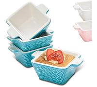 Praknu Set de 4 Mini Moldes de Cerámica - Apilables - Aptos para el Horno y Airfryer - Lavables en Lavavajillas - Azul