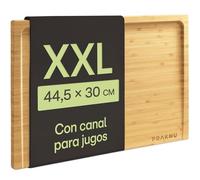 Praknu Tabla de Cortar Cocina Bambú 44,5 x 30 cm - Tabla Madera Aperitivos | Reversible con canal para jugos, cuida el filo de los cuchillos, una cara lisa para servir, para quesos, embutidos & pan
