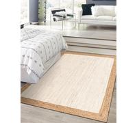 Prakriti Rugs - Alfombra india hecha a mano interior de yute natural, color blanco, alfombra para exteriores, tamaño del felpudo - 180 cm x 240 cm