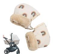 Pram Handlebar Gloves - Thick Winter Warmmuffs for Stroller and Bike with for Parents, Caregivers, and Children | Soft Plush Lining, Rainbow Anti-Freeze Design, Comfortable Cold Weather Protection for