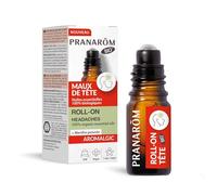 Pranarôm Aromalgic Roll-on Cabeza | Menta y cajeput para ayudar a cazar el dolor de cabeza. Bola de metal, efecto frescura inmediata. Sin alcohol.