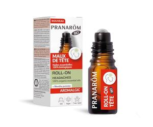 Pranarôm Aromalgic Roll-on Cabeza | Menta y cajeput para ayudar a cazar el dolor de cabeza. Bola de metal, efecto frescura inmediata. Sin alcohol.