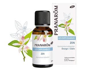 Pranarôm Zen - Perfume de ambiente, ecológico, Aceites Esenciales, para Difusión, de Naranja y Cedro, Armonía y Relajación, 30 ml