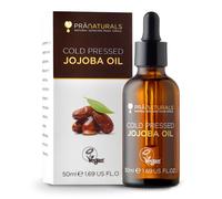 PraNaturals Aceite de Jojoba Prensado en Frío 50 ml - Aceite Facial para Rostro, Cabello y Piel - Hidratante Ligero Rico en Vitamina E - Vegano y Cruelty-Free