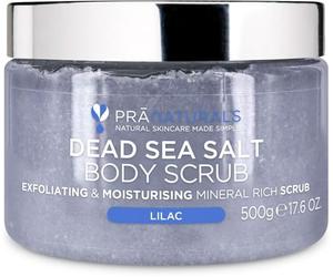 PraNaturals Exfoliante Corporal de Sal del Mar Muerto - 500g - Lilas | Body Scrub de Sales para Nutrir la Piel, Rico en Minerales Naturales para Todo Tipo de Piel