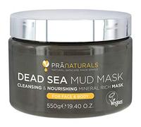 PraNaturals Mascarilla Facial y Corporal con Barro del Mar Muerto - 550g | 100% Natural y Orgánica, Rica en Minerales Nutritivos, Hidrata y Desintoxica la Piel, Exfolia Células Muertas de la Piel