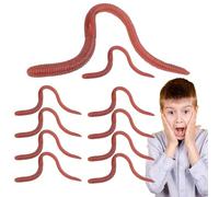 Prank Trick Toy Earthworms Set - 10pcs Stretchy Soft Gag | Funny Realistic Reusable Joke Toys For April Fools Day, Halloween Party & Colleague Pranks