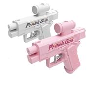 Prank Two-Way Water Gun,Double Nozzle Long Distance,Large Capacity Durable Prank Surprise Water Gun,Perfect for Parties and Outdoor Entertainment (White + Pink)