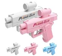 Prank Two-Way Water Gun, Upgraded Prank Water Gun, Waters Guns Pranks Can Spray from Front and Back, Mini Tricky Waters Guns Toy, for Pool Party Pranks (White+Pink)