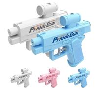 Prank Two-Way Water Gun, Upgraded Prank Water Gun, Waters Guns Pranks Can Spray from Front and Back, Mini Tricky Waters Guns Toy, for Pool Party Pranks (White+Blue)