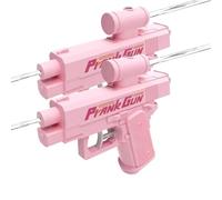 Prank Water Gun, 2pcs Reverse Water Gun, Prank Squirt Gun, Compulsive Two-Way Waters Guns, Can Spray from Front and Back for Boys Girls Beaches, Swimming Pools (Rosa)