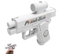 Prank Water Gun, Pistola de agua de dos vías, pistola de agua para broma, pistola con frente, pulverizador de espalda, pistola de agua divertida para niños y adultos, color blanco