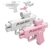 Prank Water Gun, Prank Two-Way Water Gun, Prank Squirt Gun Can Spray from Front and Back (White + Pink)