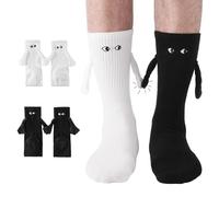 PRAOAHEI 2 pares de calcetines magnéticos con manos 42-46 para hombre mano con brazos magnéticos, regalos divertidos tontos para San Valentín, día del padre, cumpleaños, papá, marido, novio, familia,