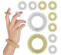 Prasacco 10 piezas de anillos sensoriales punzantes acupresión de anillos sensoriales pulseras de masaje de muñeca pulsera de masaje irritable juguetes sensoriales descompresión silenciosa masajeador