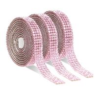 Prasacco 3 unidades de cintas de estrás autoadhesivas, diamantes de imitación de cristal, cinta de diamantes de imitación, cinta de diamantes de imitación, bricolaje, decoración de ropa, boda,