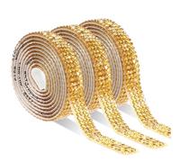 Prasacco 3 unidades de cintas de estrás autoadhesivas, diamantes de imitación de cristal, cinta de diamantes de imitación, cinta de diamantes de imitación, DIY, decoración para ropa, boda, artesanía,
