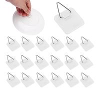 Prasacco 30 ganchos autoadhesivos para platos, 3 x 3 cm, invisibles, de plástico, verticales, para paneles de paisaje, para colgar placas artificiales (cuadrados, blancos)