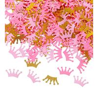 Prasacco 300 piezas de confeti de corona de papel dorado y rosa para decoración de fiesta de cumpleaños de princesa, baby shower