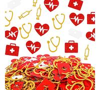 Prasacco 300 piezas de confeti de enfermera, dorado, rojo, blanco, graduación de enfermera, fiesta, cartón, papel, festivo, purpurina, peligro de asfixia, piezas pequeñas