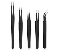 Prasacco 5 mini pinzas de cuentas, pinzas de cuentas para manualidades, pinzas de cuentas de alta calidad, antiestáticas, de acero inoxidable, curvadas para hacer joyas, electrónica, manual,