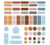 Prasacco 55 etiquetas hechas a mano para coser, etiquetas de costura, en relieve, hechas a mano, con agujeros, etiquetas para coser, colgantes de piel sintética para adornos, tejidos, bolsas de