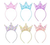Prasacco 6 diademas de lentejuelas, coronas brillantes, coronas de princesas, diademas, diademas de lentejuelas, diademas para el pelo, regalos de fiesta, cumpleaños, decoración para niñas,