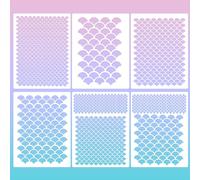Prasacco 6 plantillas de escamas de peces, plantillas de escamas de sirena, plantillas de 20 x 15 cm para colorear de plástico, reutilizables, plantillas para pintar en paredes, cuerpos, telas