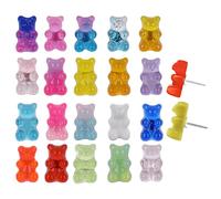 Prasacco - Juego de 20 chinchetas Bonitas, chinchetas de Oso, chinchetas de Colores Transparentes, chinchetas Decorativas para Paredes de Fotos, mapas, tablones de anuncios y tableros de Corcho