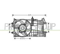 PRASCO Ventilador Refrigeración Del Motor Apto para Fiat Punto Van 1.2 60 Lancia