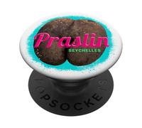 Praslin diseño Vintage Isla Tropical Seychelles Souvenir PopSockets PopGrip Adhesivo