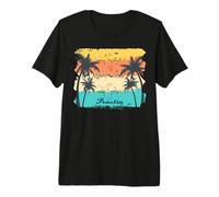 Praslin Seychelles Palmeras en una Isla y Aves Marinas Camiseta Premium