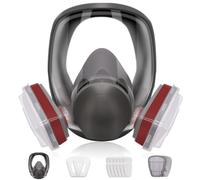 Prassia Reutilizable Cubierta Facial Gas,Máscara De Seguridad with 10 Filtros de Recambio,Espejo Antivaho Apto para Agricultura,Construcción, Aserrado y Soldadura