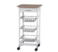 Pratesi Carro Cocina Blanco CM37X37X76H, Acero Inoxidable 18/8, Multicolor, One Size