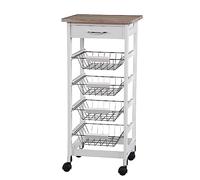 Pratesi Carro Cocina Blanco CM37X37X82H, Acero Inoxidable 18/8, Multicolor, One Size